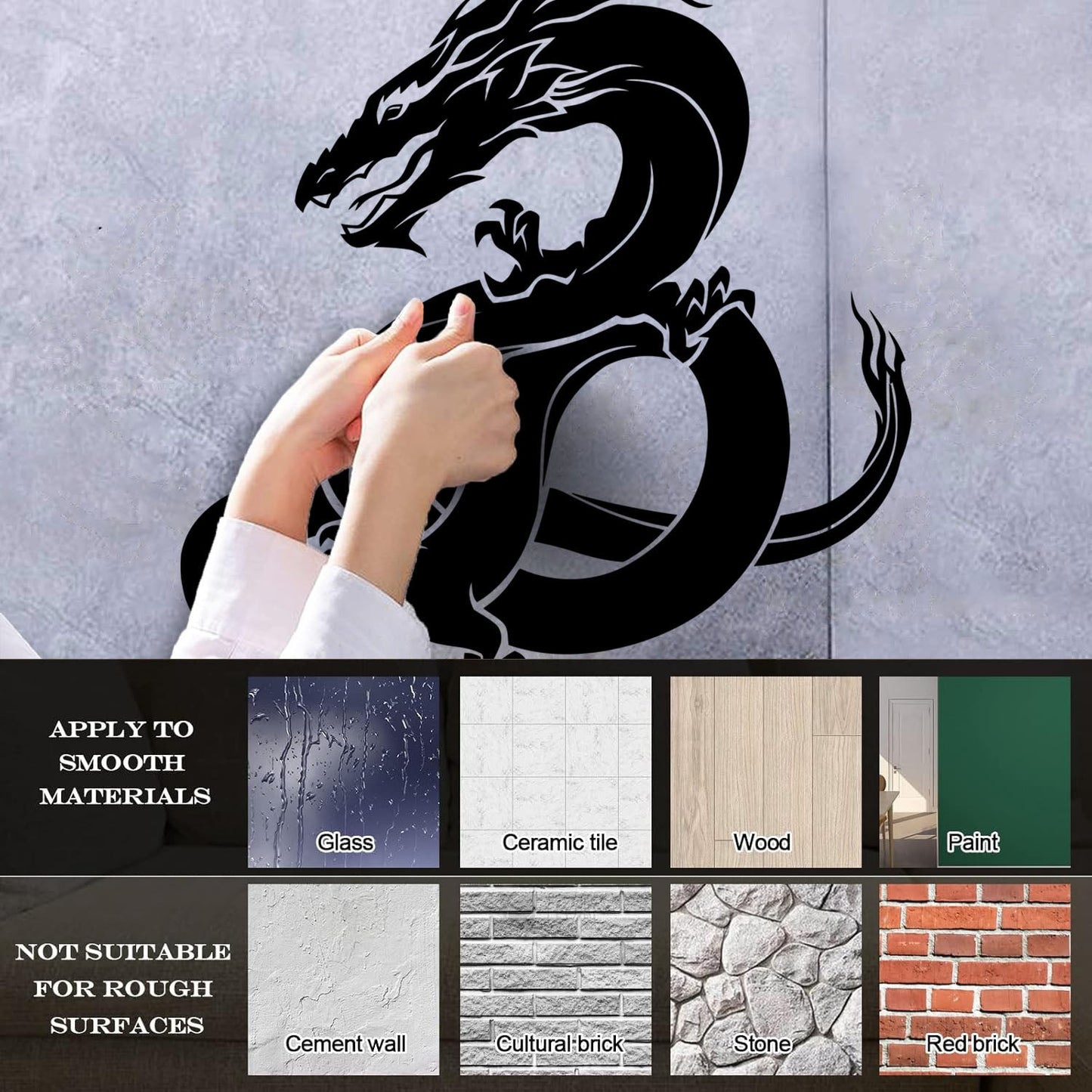 Lettering Stickers Oriental Fantasy Magical Dragon Tattoo Easy Installation