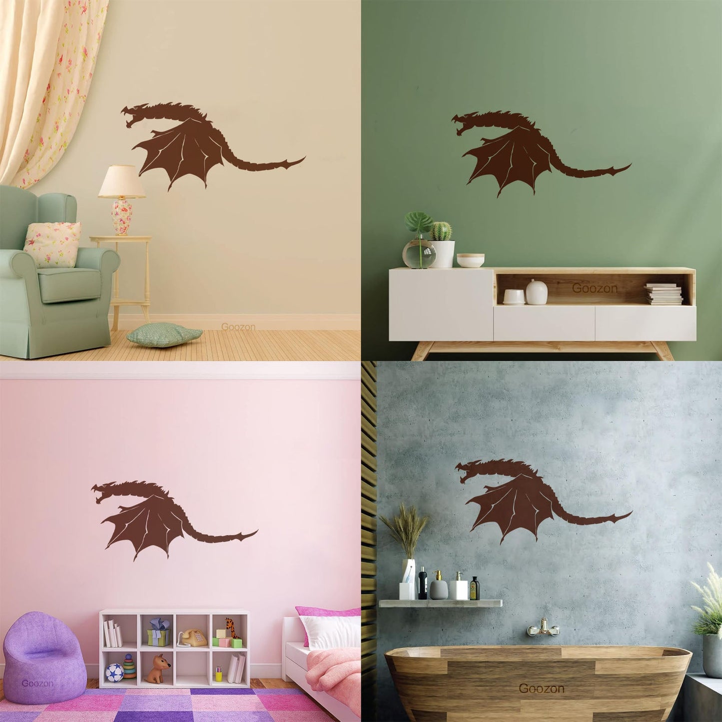Wall Stickers Paster Paper Scary Dragon Wings Fantasy Monster Art Decoration