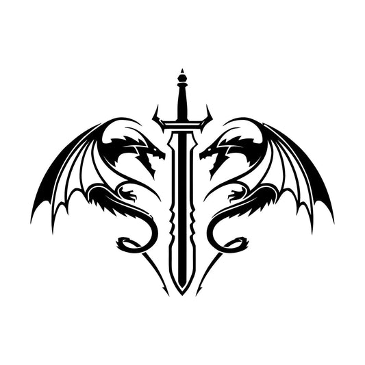 Fine Carving Decals Swords Dragons Fantasy Kids Man Cave Glass Stickers