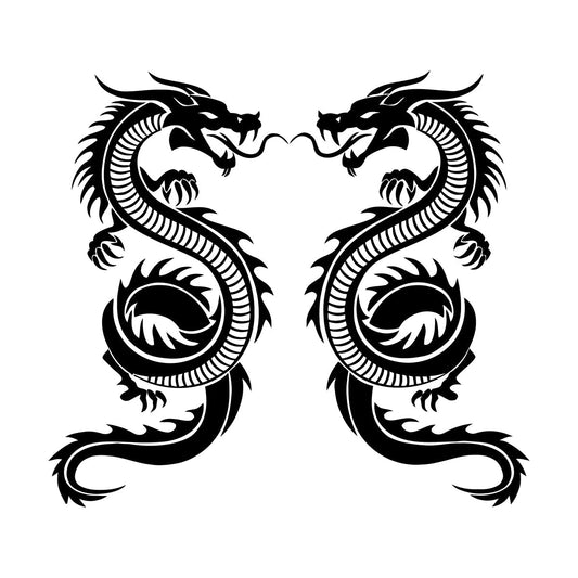 Wall Decals Pvc Two Dragon Fantasy Myth Children'S Self Adhesive