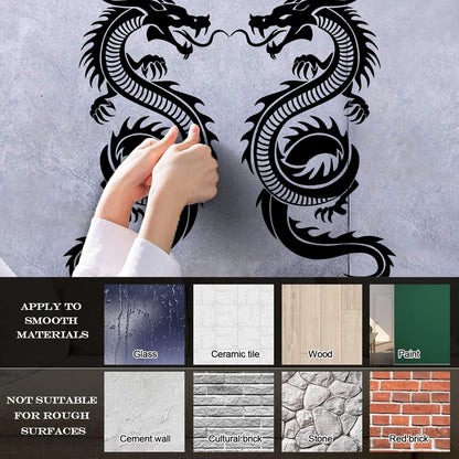 Wall Decals Pvc Two Dragon Fantasy Myth Children'S Self Adhesive