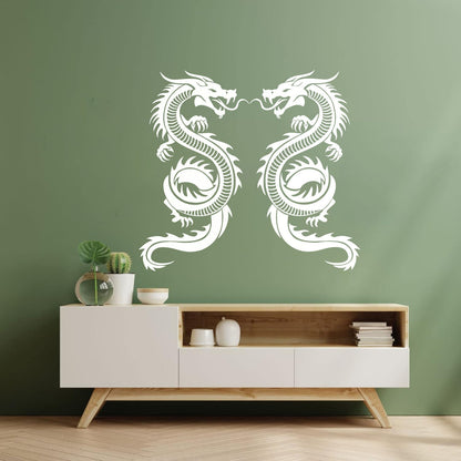 Wall Decals Pvc Two Dragon Fantasy Myth Children'S Self Adhesive