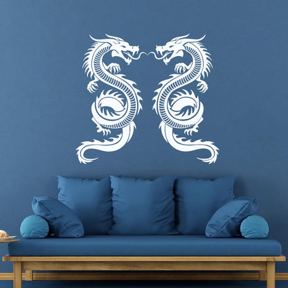 Wall Decals Pvc Two Dragon Fantasy Myth Children'S Self Adhesive