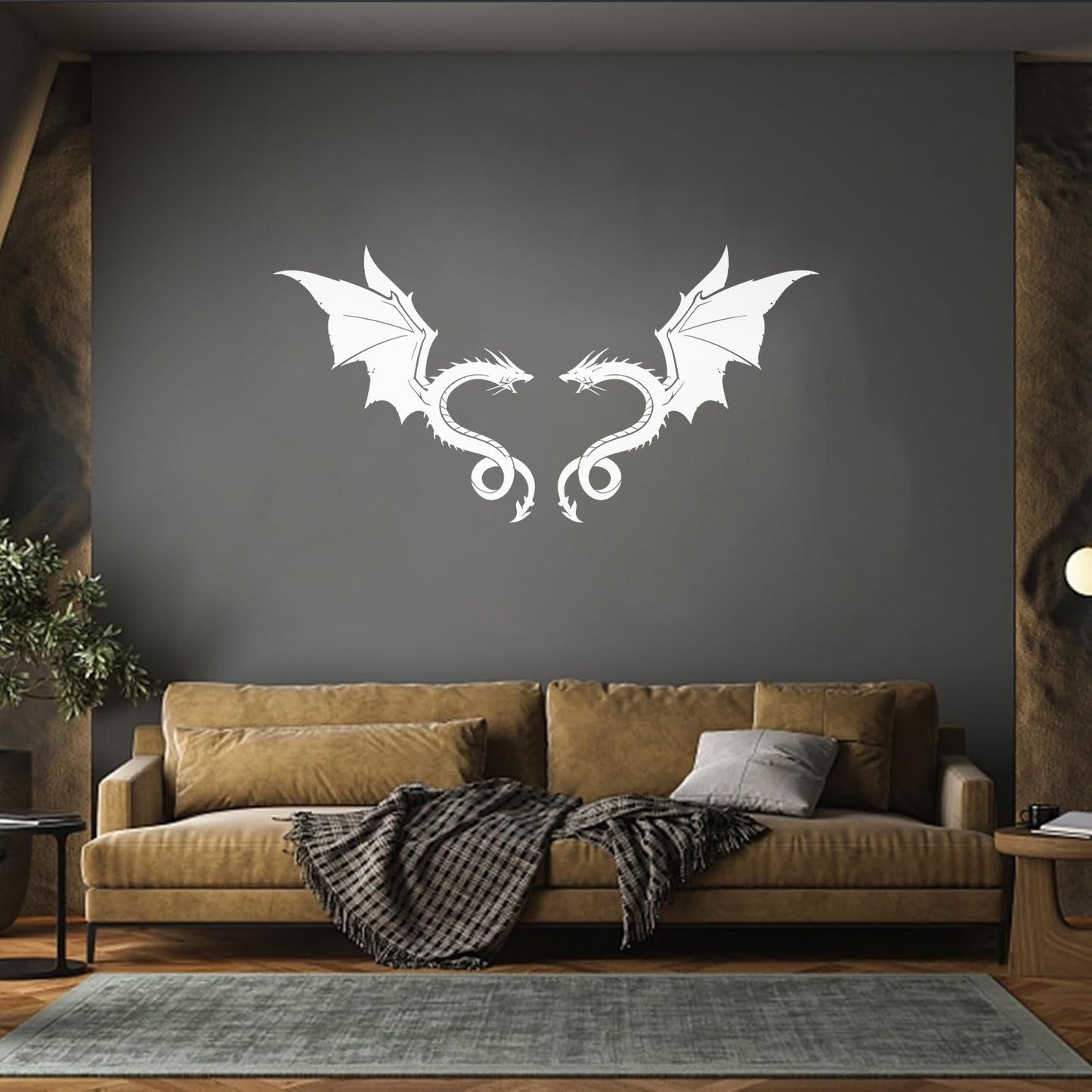 Two Dragons Fly Celtic Fantasy Lettering Stickers Do Not Damage The Wall Surface