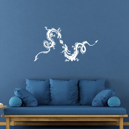 Wall Decals Paster Paper Two Dragons Flying Fantasy Mythology Beast Multi Color Selection