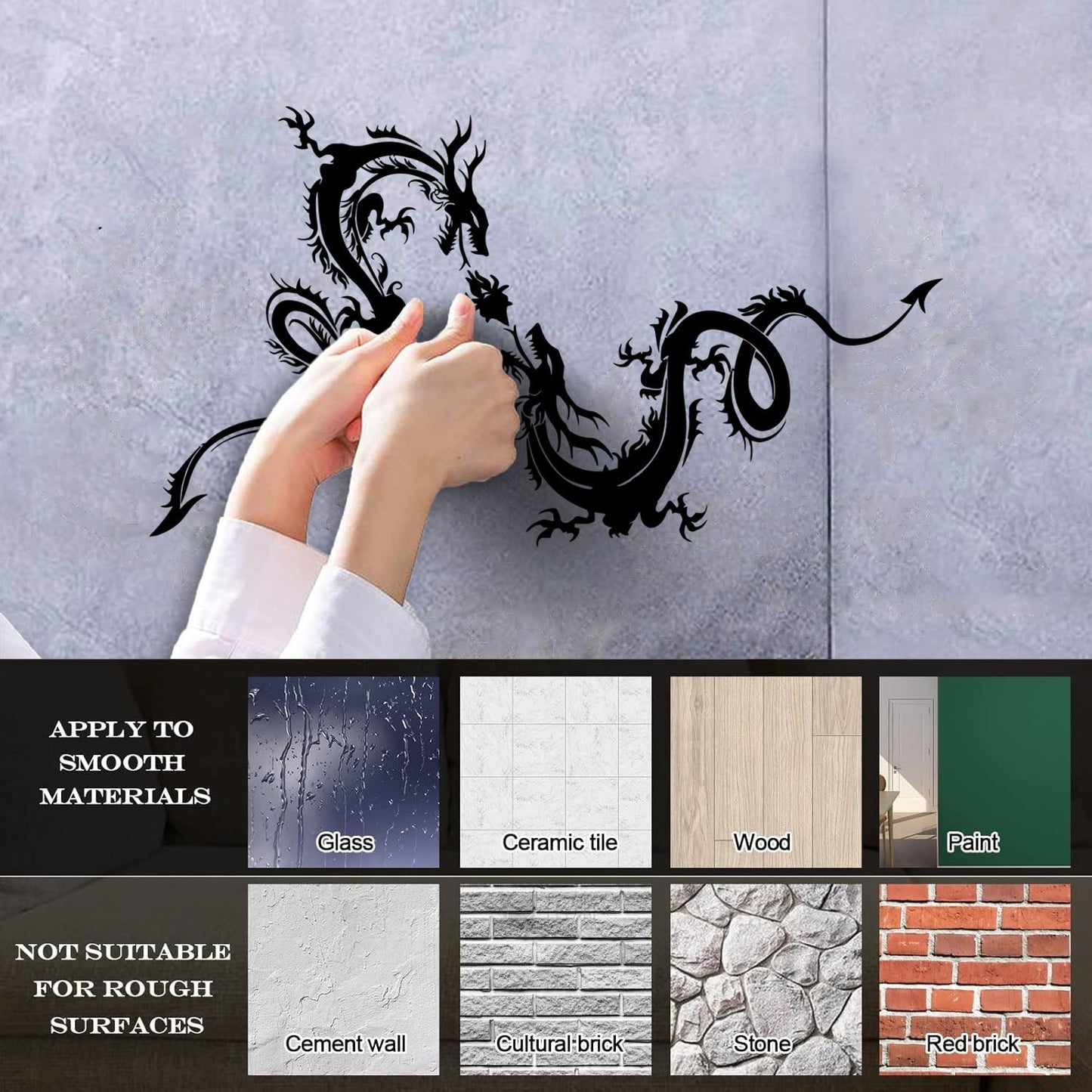 Wall Decals Paster Paper Two Dragons Flying Fantasy Mythology Beast Multi Color Selection