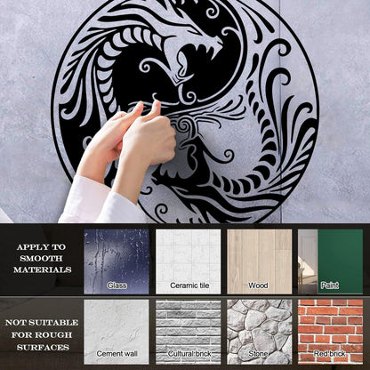 Vinyl Wall Stickers Two Dragons Yin Yang Fantasy Asian Mythology Equipped With Transfer Film Kit