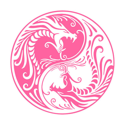 Vinyl Wall Stickers Two Dragons Yin Yang Fantasy Asian Mythology Equipped With Transfer Film Kit