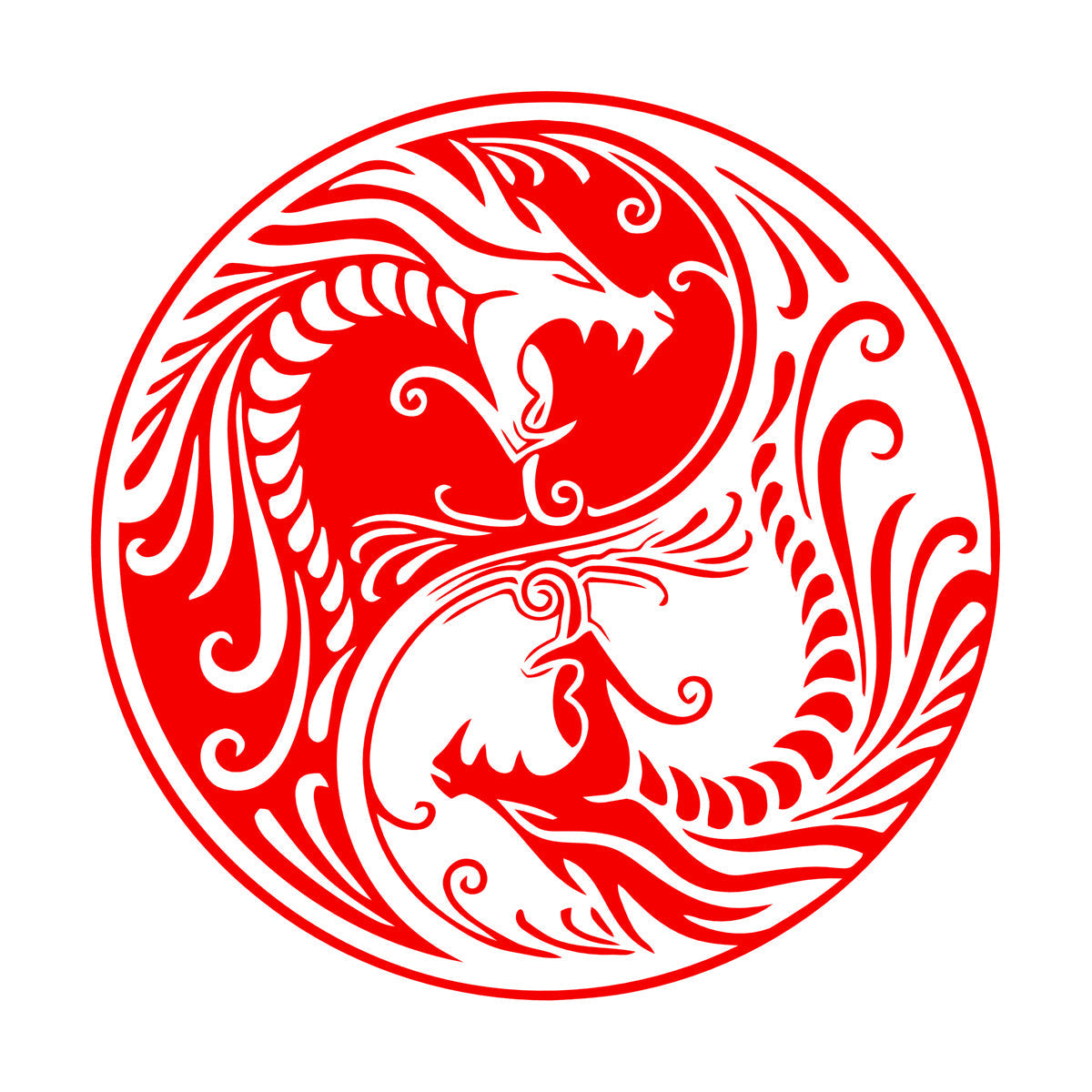 Vinyl Wall Stickers Two Dragons Yin Yang Fantasy Asian Mythology Equipped With Transfer Film Kit