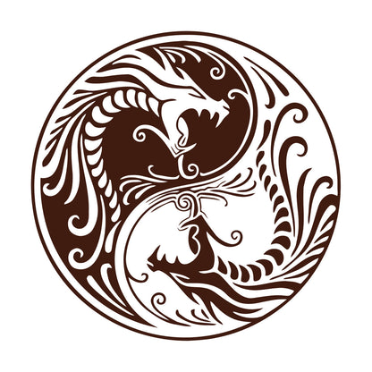 Vinyl Wall Stickers Two Dragons Yin Yang Fantasy Asian Mythology Equipped With Transfer Film Kit
