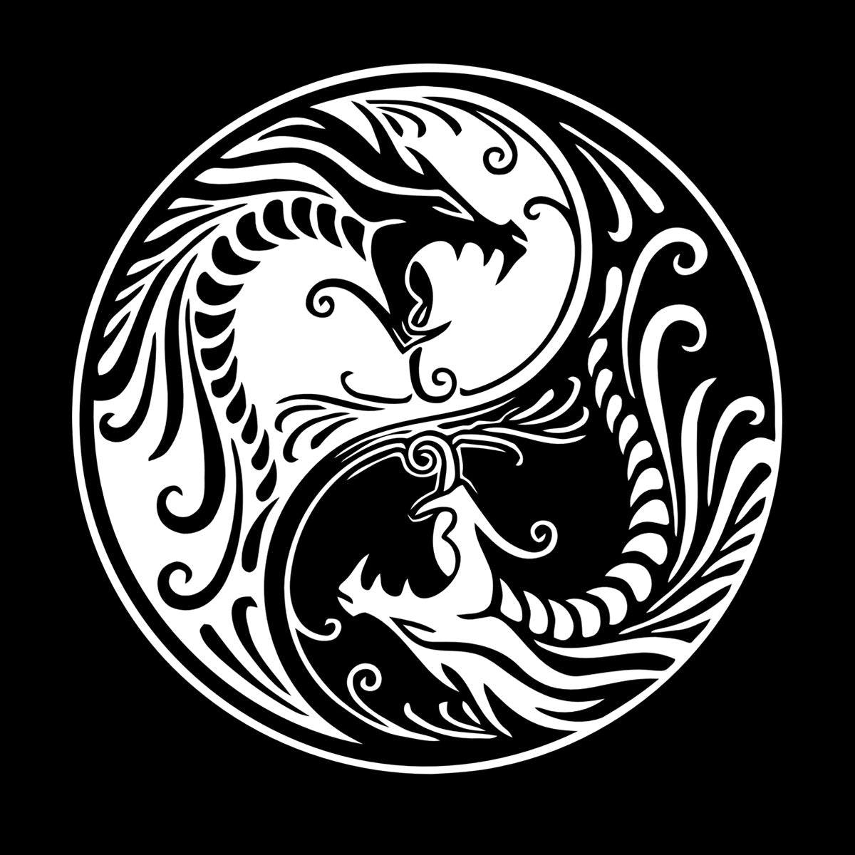 Vinyl Wall Stickers Two Dragons Yin Yang Fantasy Asian Mythology Equipped With Transfer Film Kit