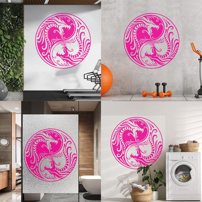 Vinyl Wall Stickers Two Dragons Yin Yang Fantasy Asian Mythology Equipped With Transfer Film Kit