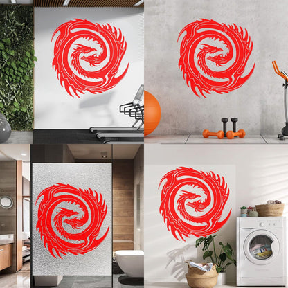 Wall Decals Two Head Dragon Circle Fantasy Japanese Easy Installation