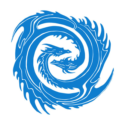 Wall Decals Two Head Dragon Circle Fantasy Japanese Easy Installation