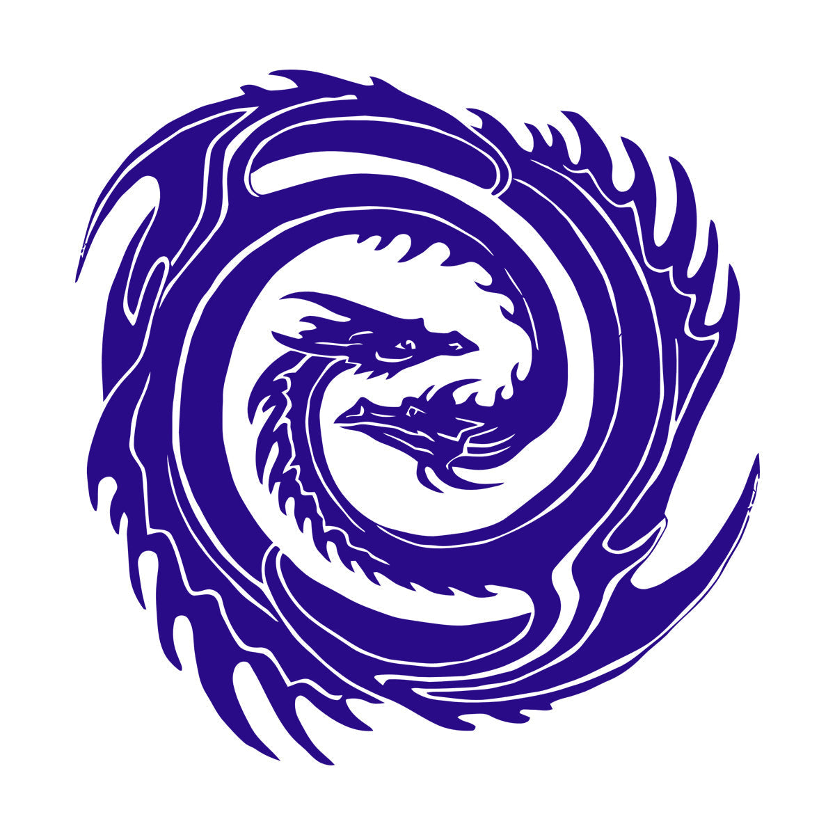 Wall Decals Two Head Dragon Circle Fantasy Japanese Easy Installation