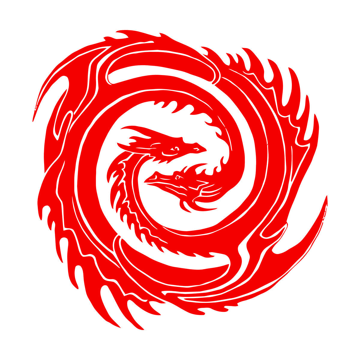 Wall Decals Two Head Dragon Circle Fantasy Japanese Easy Installation