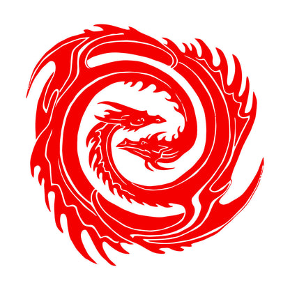 Wall Decals Two Head Dragon Circle Fantasy Japanese Easy Installation
