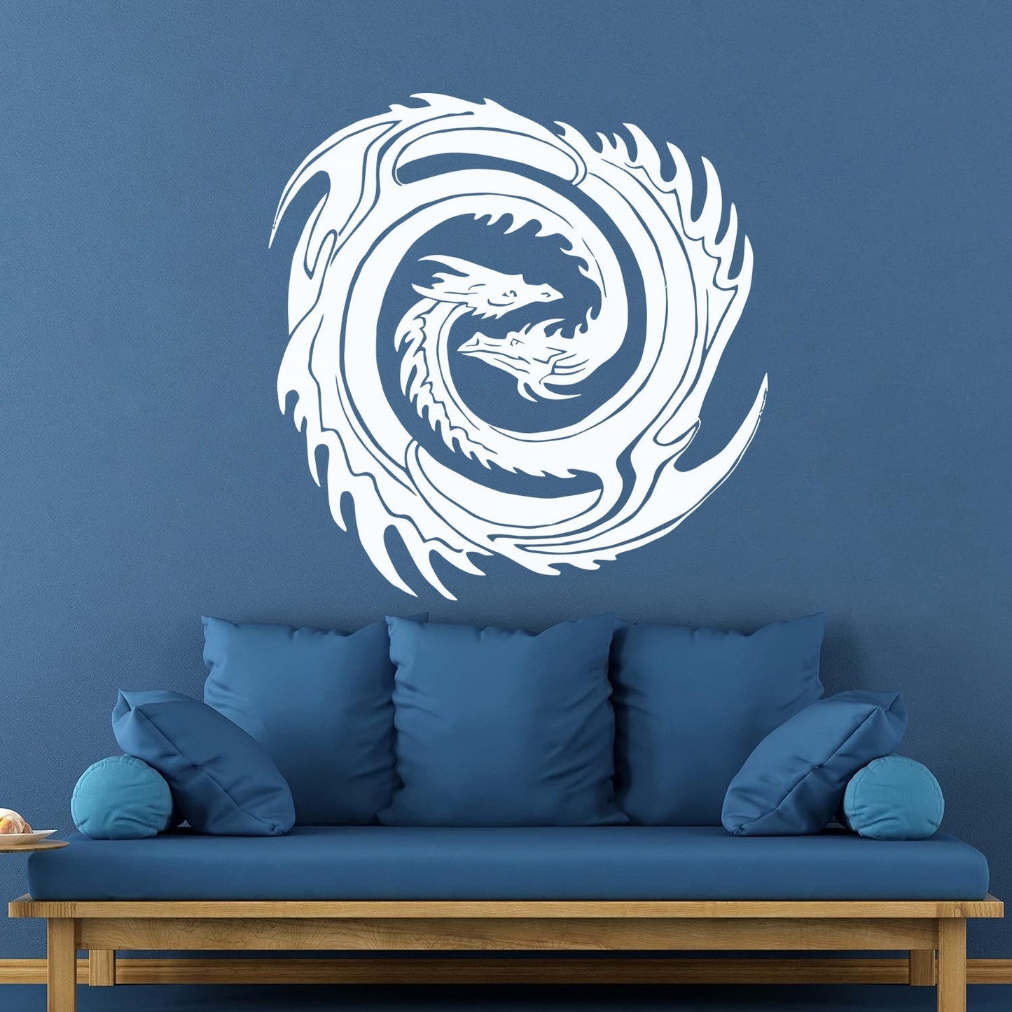 Wall Decals Two Head Dragon Circle Fantasy Japanese Easy Installation