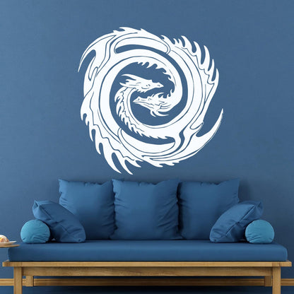 Wall Decals Two Head Dragon Circle Fantasy Japanese Easy Installation