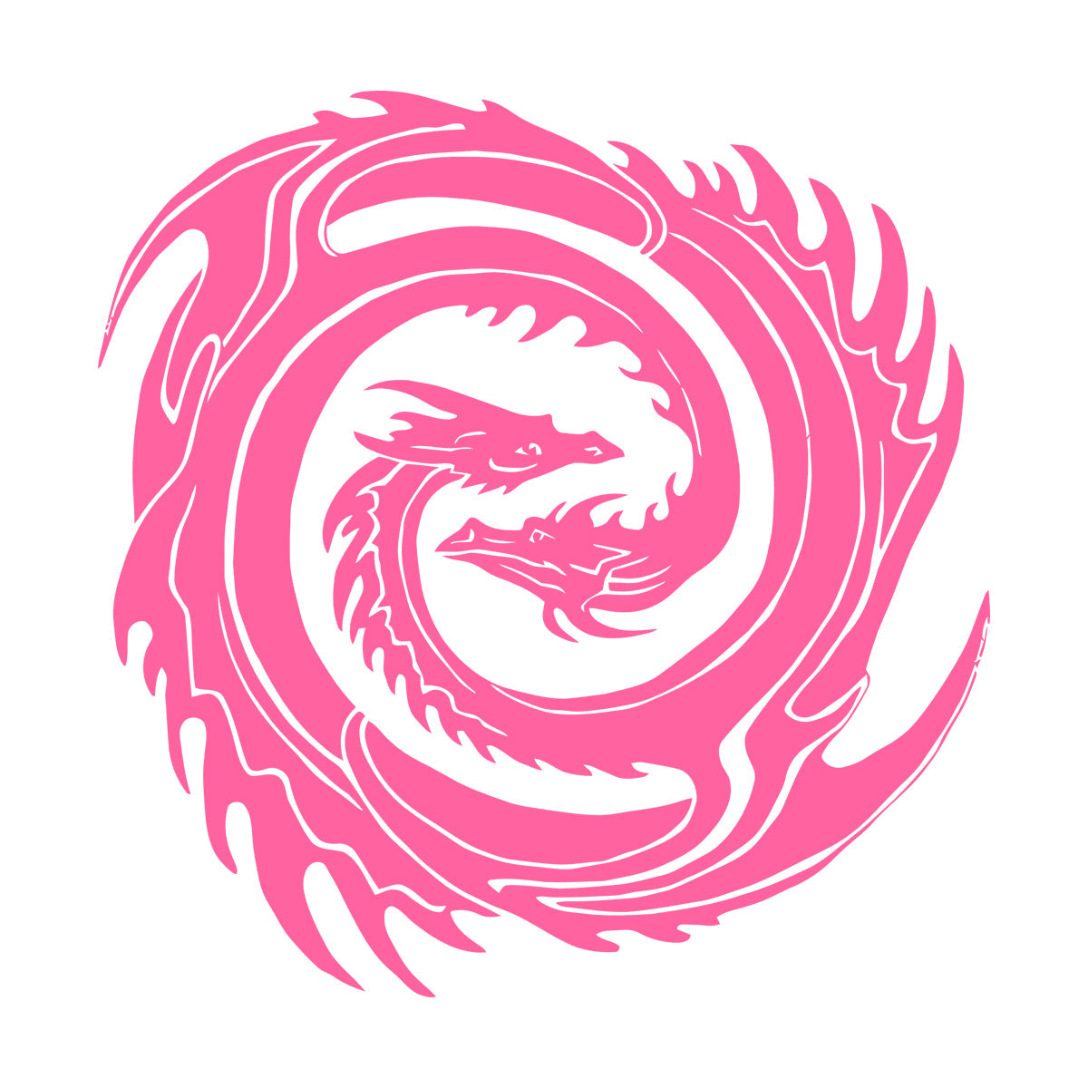 Wall Decals Two Head Dragon Circle Fantasy Japanese Easy Installation