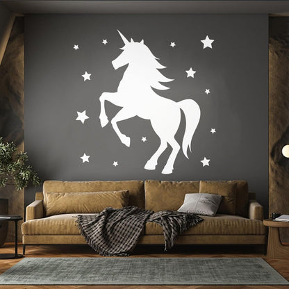 Mural And Wall Vinyl Decal Unicorn Fantasy Animal Kids Stars Bedroom Waterproof