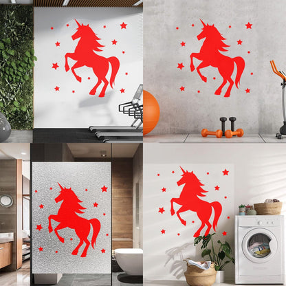 Mural And Wall Vinyl Decal Unicorn Fantasy Animal Kids Stars Bedroom Waterproof