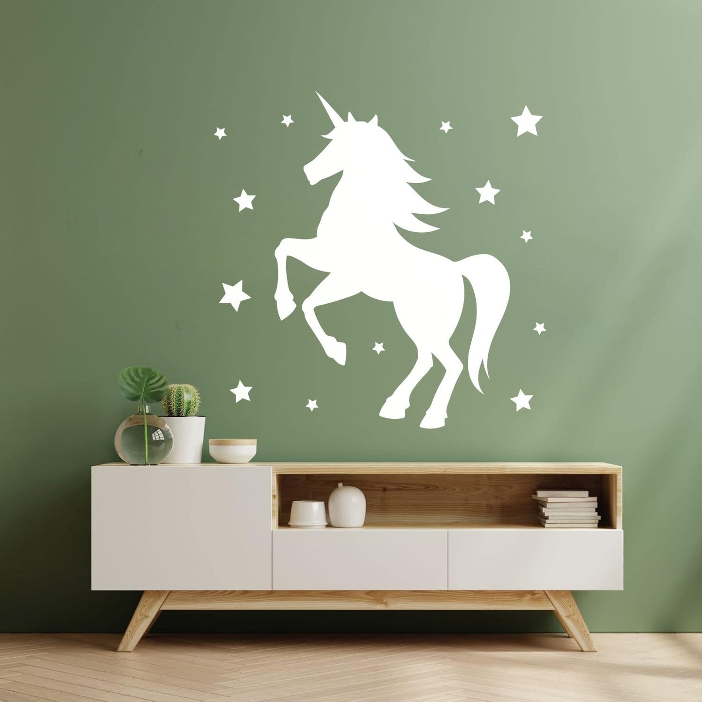 Mural And Wall Vinyl Decal Unicorn Fantasy Animal Kids Stars Bedroom Waterproof