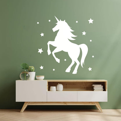 Mural And Wall Vinyl Decal Unicorn Fantasy Animal Kids Stars Bedroom Waterproof