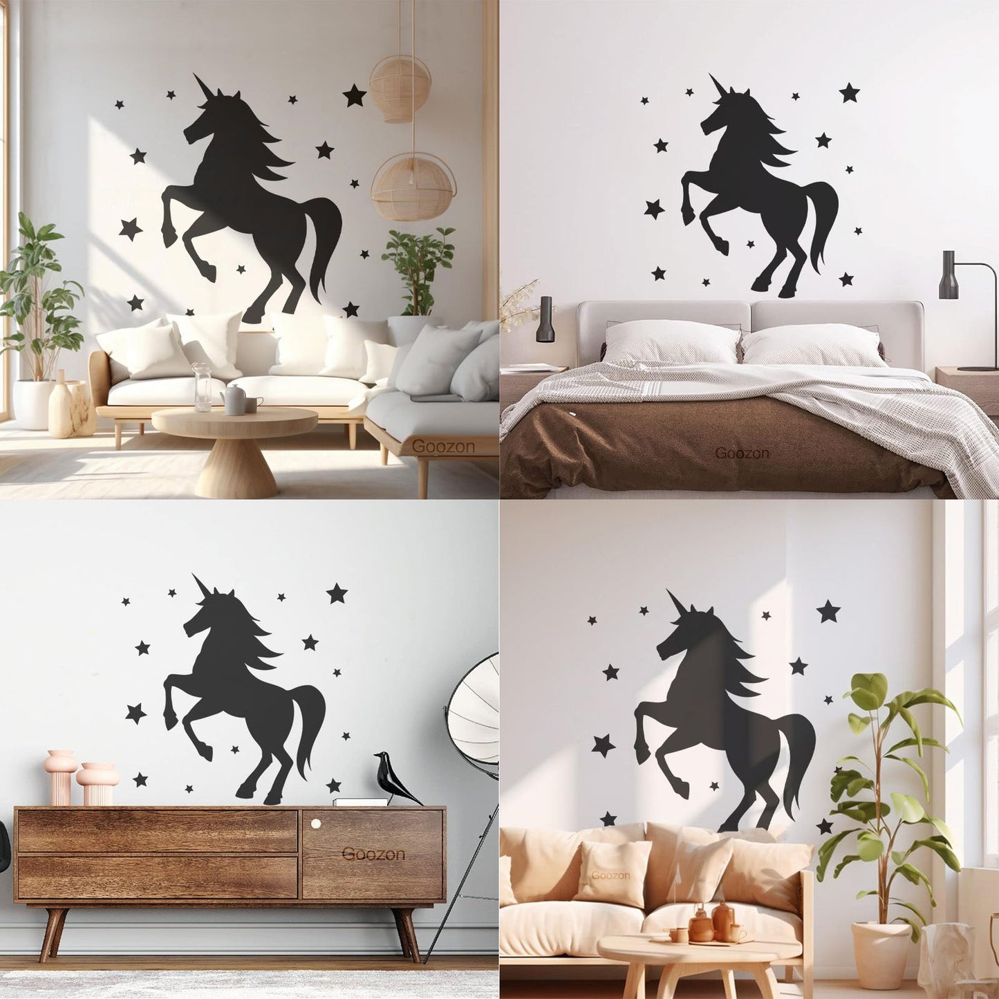 Mural And Wall Vinyl Decal Unicorn Fantasy Animal Kids Stars Bedroom Waterproof