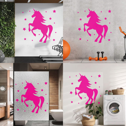 Mural And Wall Vinyl Decal Unicorn Fantasy Animal Kids Stars Bedroom Waterproof