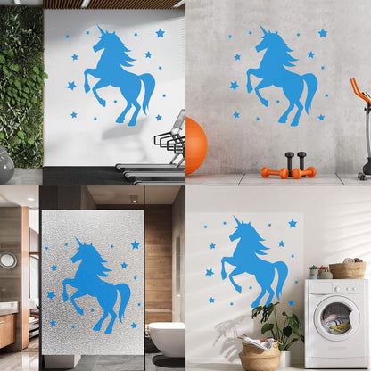 Mural And Wall Vinyl Decal Unicorn Fantasy Animal Kids Stars Bedroom Waterproof