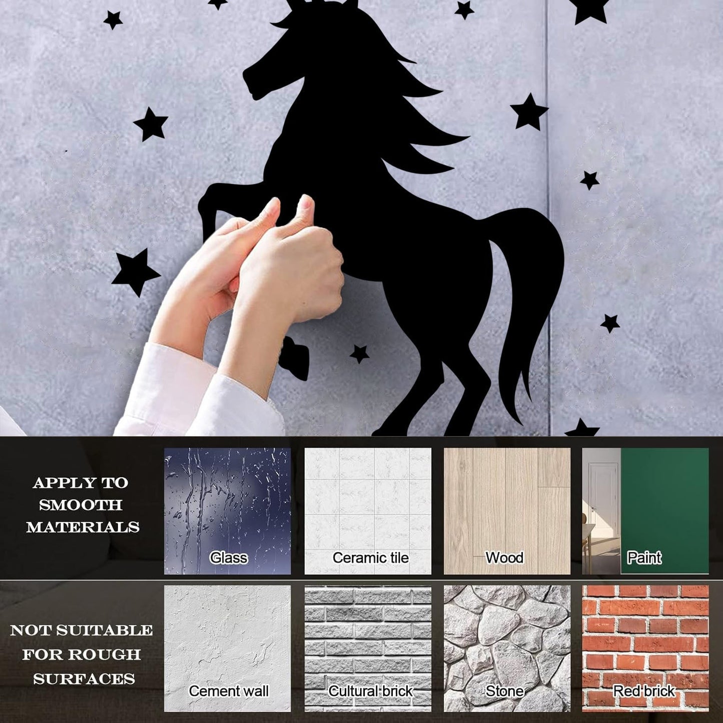 Mural And Wall Vinyl Decal Unicorn Fantasy Animal Kids Stars Bedroom Waterproof