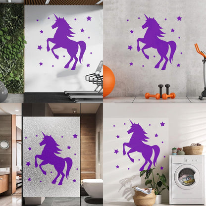 Mural And Wall Vinyl Decal Unicorn Fantasy Animal Kids Stars Bedroom Waterproof