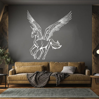 Wall Stickers Unicorn Fantasy World Myth Pegasus Wings Art Decoration