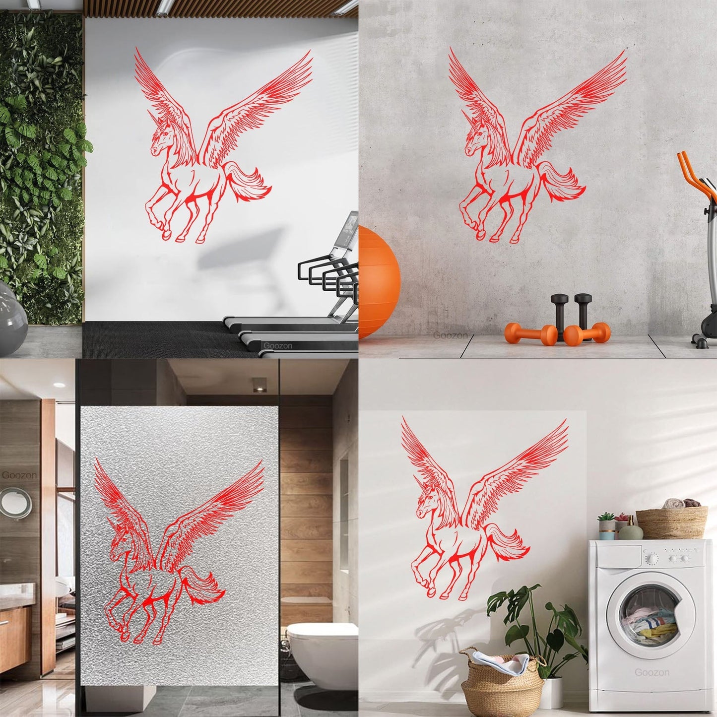 Wall Stickers Unicorn Fantasy World Myth Pegasus Wings Art Decoration