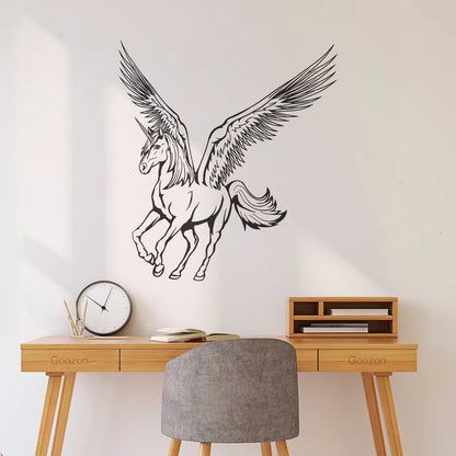 Wall Stickers Unicorn Fantasy World Myth Pegasus Wings Art Decoration