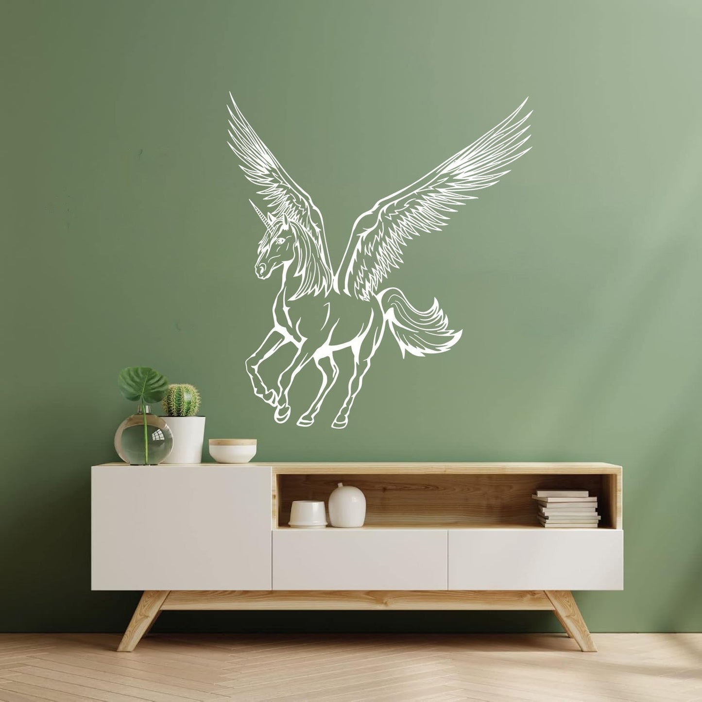 Wall Stickers Unicorn Fantasy World Myth Pegasus Wings Art Decoration