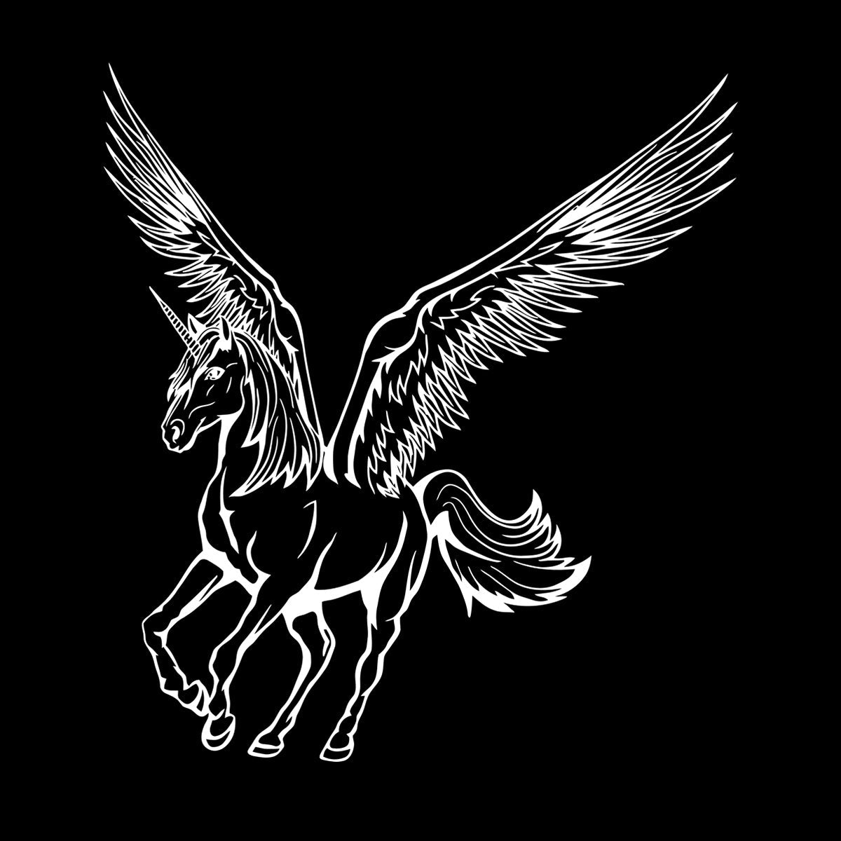 Wall Stickers Unicorn Fantasy World Myth Pegasus Wings Art Decoration