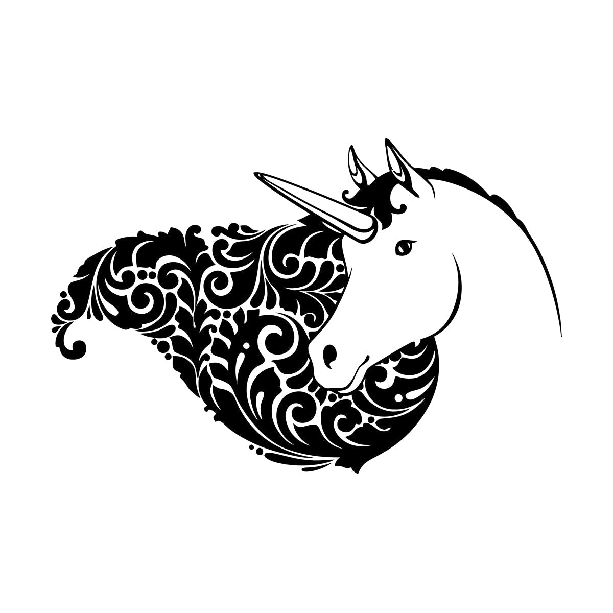 Fine Carving Decals Unicorn Head Girl Fantasy Room Wall Beautification