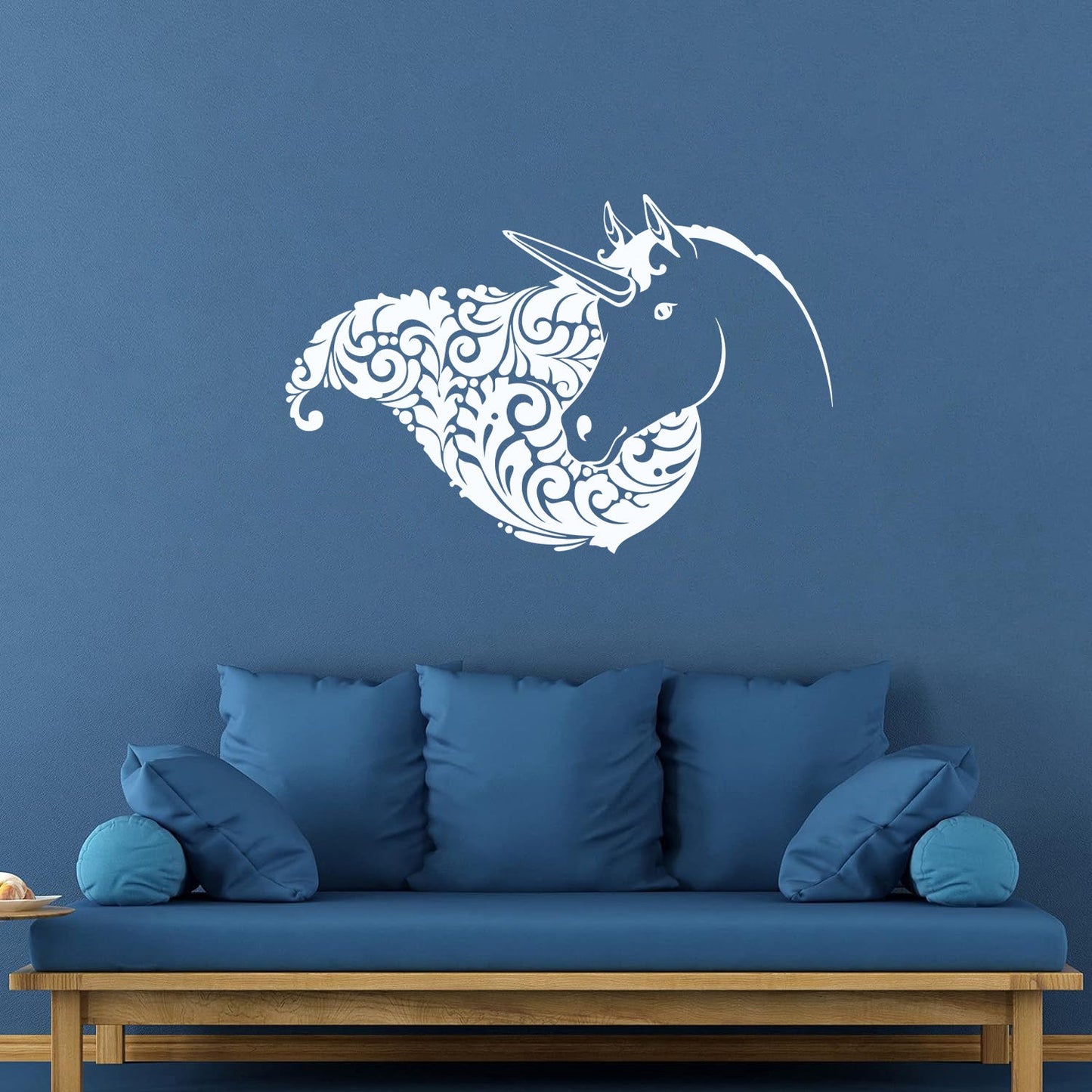 Fine Carving Decals Unicorn Head Girl Fantasy Room Wall Beautification