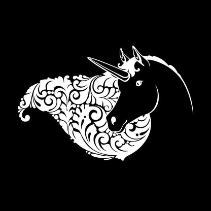 Fine Carving Decals Unicorn Head Girl Fantasy Room Wall Beautification