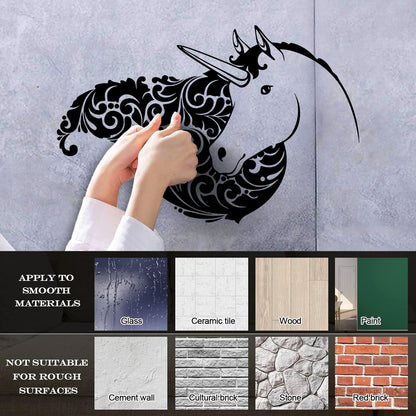 Fine Carving Decals Unicorn Head Girl Fantasy Room Wall Beautification
