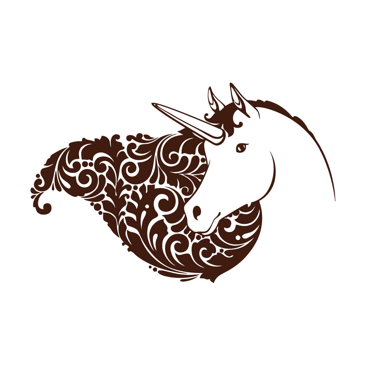 Fine Carving Decals Unicorn Head Girl Fantasy Room Wall Beautification