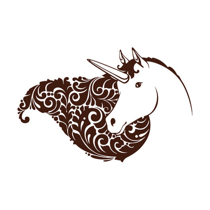 Fine Carving Decals Unicorn Head Girl Fantasy Room Wall Beautification