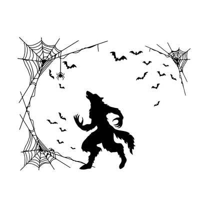 Lettering Decals Werewolf Halloween Horror Fantasy Beast Bats Glass Stickers
