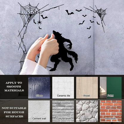 Lettering Decals Werewolf Halloween Horror Fantasy Beast Bats Glass Stickers
