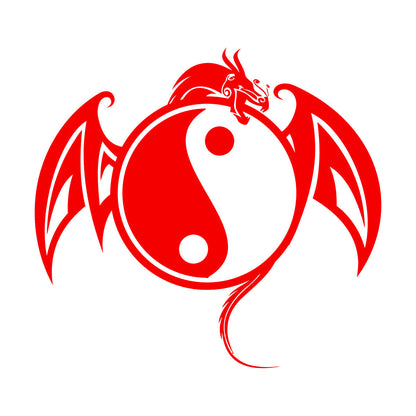 Vinyl Wall Stickers Yin Yang Symbol Asian Dragon Fantasy Animal Self Adhesive
