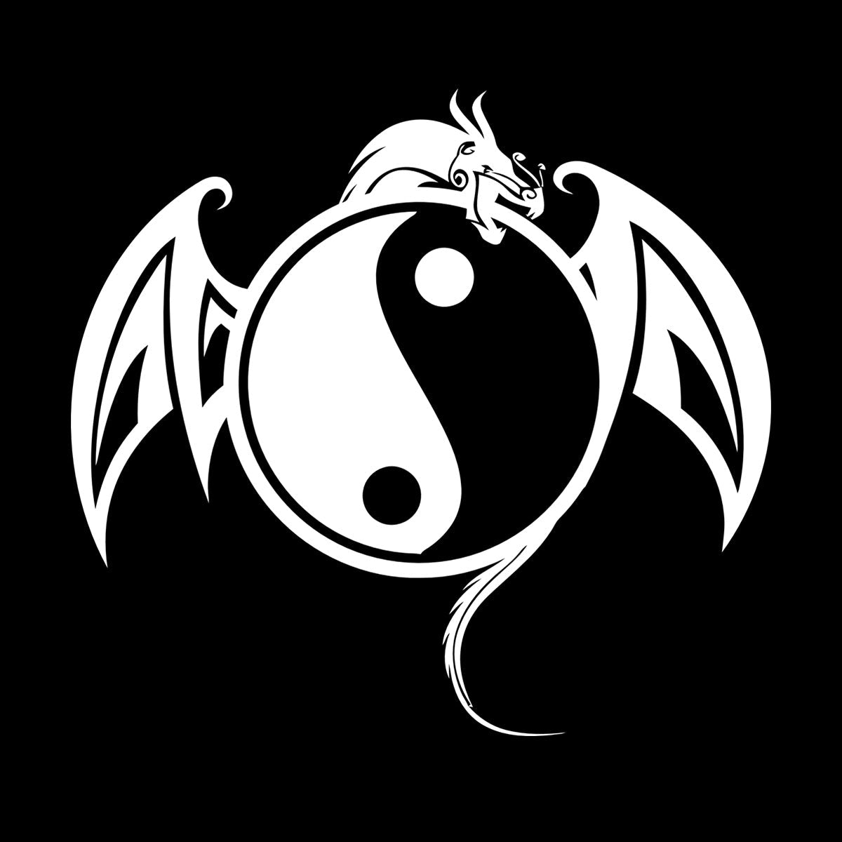 Vinyl Wall Stickers Yin Yang Symbol Asian Dragon Fantasy Animal Self Adhesive