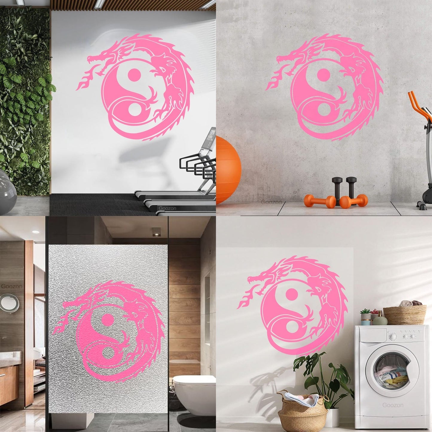 Wall Decals Zen Yin Yang Symbol Asian Dragon Fantasy Do Not Damage The Wall Surface