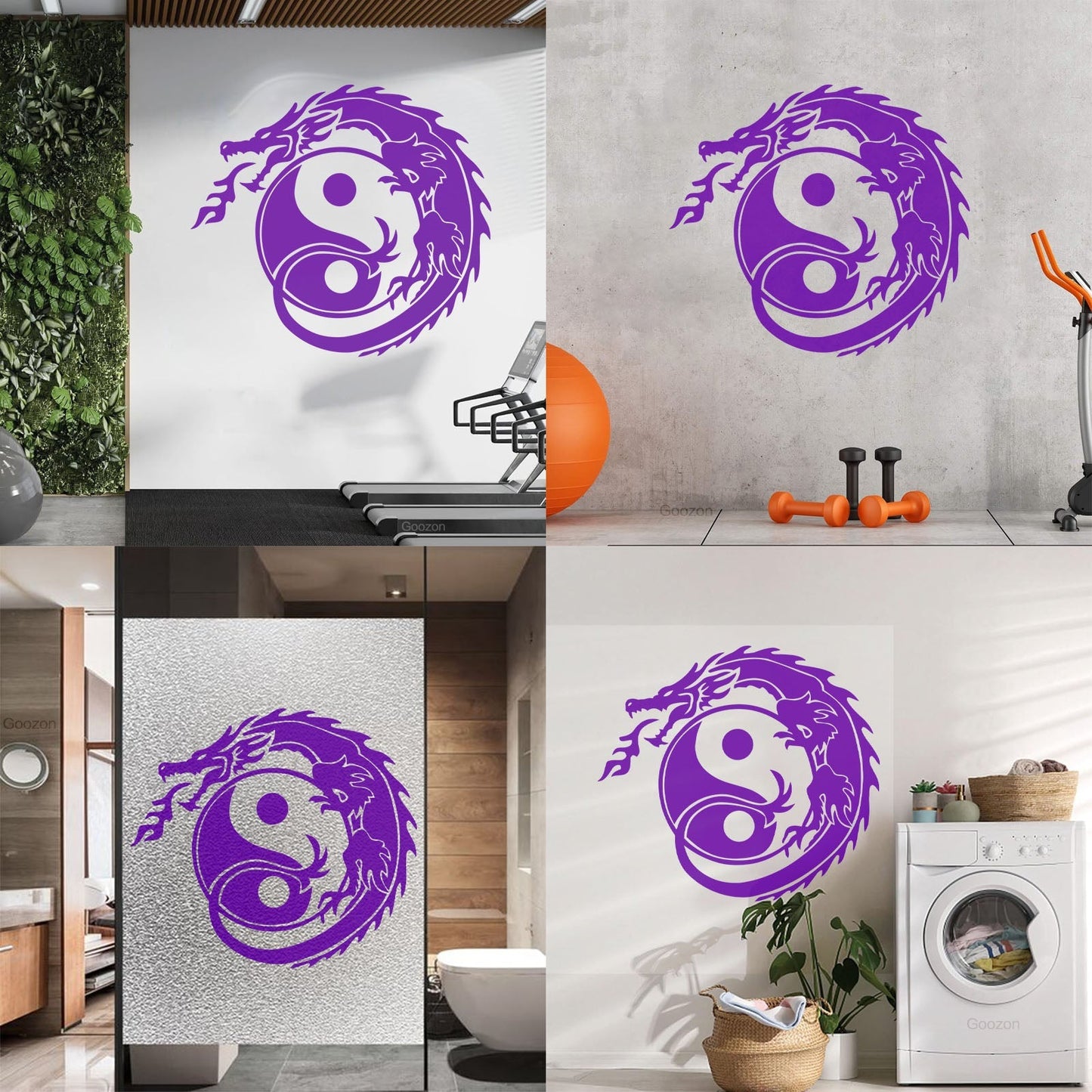 Wall Decals Zen Yin Yang Symbol Asian Dragon Fantasy Do Not Damage The Wall Surface